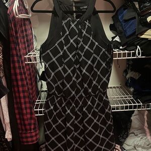 White House Black Market Black and White Patterned Dress